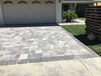 this is an image of a stamped concrete driveway in Orinda, California.