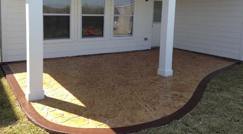 stamped concrete patio staining